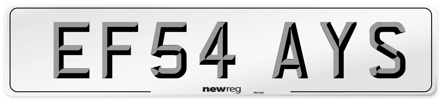 EF54 AYS Number Plate from New Reg